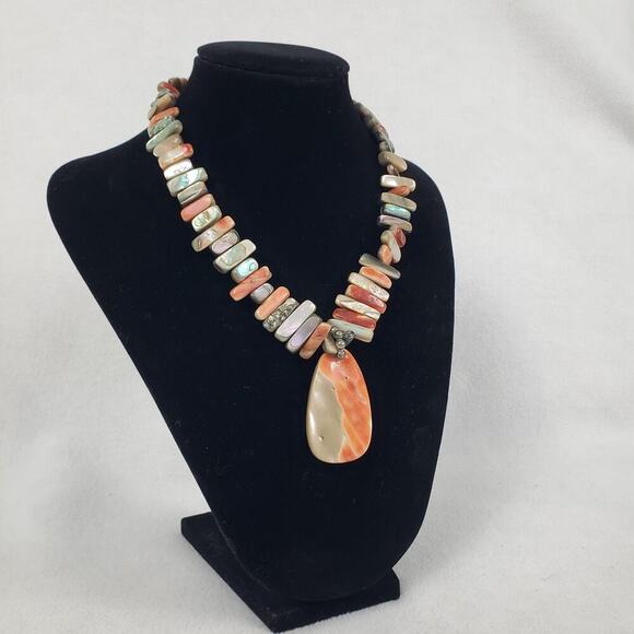 Silpada California Red Abalone Shell Sterling Reversible Pendant Necklace N1046 - Picture 1 of 11